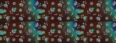 Raster suluboya çiçek deseni, narin çiçekler, kahverengi çiçekler, tebrik kartı şablonu. Raster Güzel kumaş deseni.