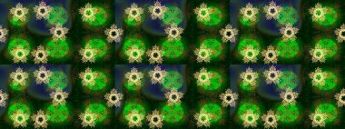 Basit bir kar tanesi. Kışın sembolü, mutlu noeller, mutlu yeni yıl kutlaması Raster illüstrasyonu. Yeşil, mavi ve gri renklerin çizimi. Soyut duvar kağıdı, ambalaj dekorasyonu.