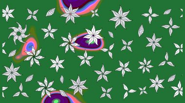 Bahar mevsimi. Tatil havası. Raster güzel bir çiçek deseni çizmiş. Nazik romantik baskı. Yeşil renkte çiçekler.