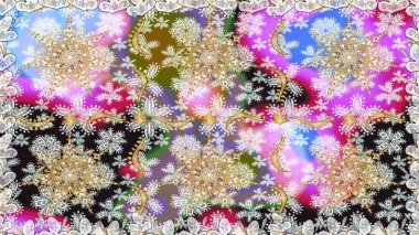 Paisleys zarif çiçek desenli arkaplan duvar kâğıdı çizimi klasik stil, modern 3D çizgili sanat eseri altın ve nötr desenli çiçek yaprakları ve süslemeleri..