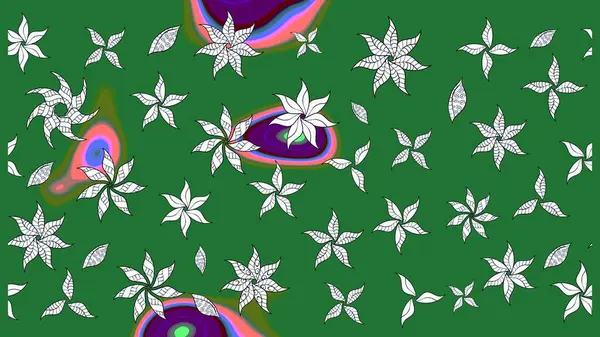 Bahar mevsimi. Tatil havası. Raster güzel bir çiçek deseni çizmiş. Nazik romantik baskı. Yeşil renkte çiçekler.