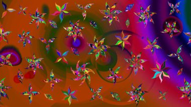 Kahverengi renkli çiçekler. Bahar mevsimi. Tatil havası. Raster güzel bir çiçek deseni çizmiş. Nazik romantik baskı.