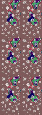 Renkli Yaz Temalı eskiz kalıbı. Düz Çiçek Elementleri Tasarımı. Kahverengi renkli çiçekler. Raster illüstrasyonunda çiçek deseni çizimi.