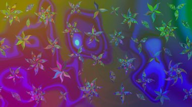 Raster illüstrasyonu. Suluboya çiçekli çiçek deseni. Mor renkte güzel tekstil.