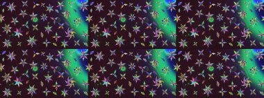 Raster illüstrasyonu. Çiçek desenli çizim. Kahverengi renkli Asyalı tekstil.