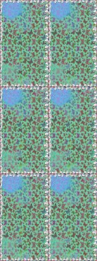 Tekstil baskısı için ekose kelebek. Kusursuz desen. Yeşil ve mavi renklerin çizimi. Karala, karala, karala. Raster illüstrasyonu.