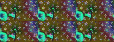 Çiçek desenli eskiz. Gömlek baskısı için çiçek boyası. Yeşil renkte çiçekler.