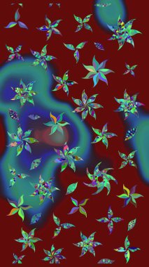 Raster çiçek desenleri çiziyor. Vadinin çiçekleri kırmızı renklerde.