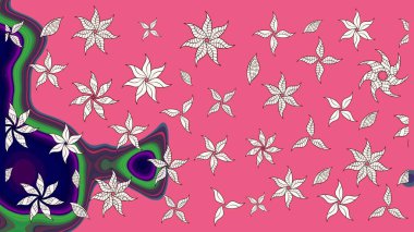 Raster illüstrasyonundaki çiçek desenli çizim. Pembe renkte çiçekler.