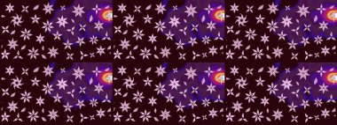 Düz Çiçek Elementleri Tasarımı. Raster illüstrasyonundaki çiçek desenli çizim. Kahverengi renkli çiçekler. Renkli Bahar Teması çizim şablonu.