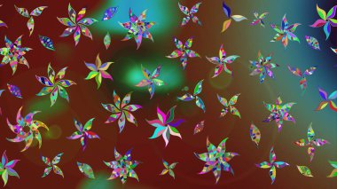 Kahverengi renkli çiçekler. Çiçek süslemeli çizim deseni. Raster illüstrasyonu.