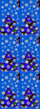 Mavi renkte güzel çiçekli eskiz deseni, suluboya çiçek deseni, duvar kağıdı, kart ya da kumaş için fayanslı. Raster..