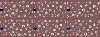 Çiçekli, yapraklı, çiçek desenli eskiz. El çizimi. Raster illüstrasyonu.