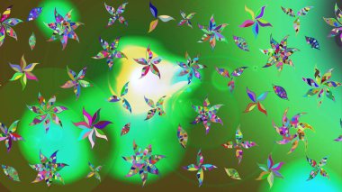 Süslü kumaş deseni. Raster illüstrasyonundaki çiçek desenli çizim. Renkli Bahar Teması eskiz kalıbı. Düz Çiçek Elementleri Tasarımı.