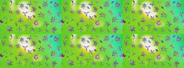 Soyut etnik raster çizim kalıbı. Kabile sanatı boho baskısı, klasik çiçek arkaplanı. Arkaplan dokusu, duvar kağıdı, yeşil renkli çiçek teması.