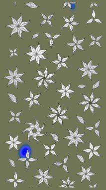 Raster illüstrasyonu. Çiçek deseni. Chichi 'nin kumaş kalıbını çiz. Düz Çiçek Elementleri Tasarımı. Renkli Bahar Teması çizim şablonu.