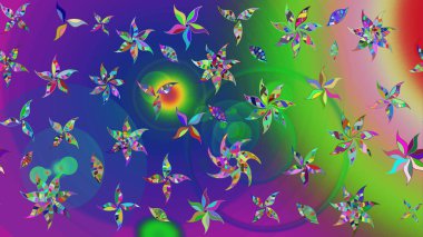 Düz Çiçek Elementleri Tasarımı. Renkli Yaz Temalı eskiz kalıbı. Raster Illustrasyon 'daki Çiçek Deseni' nin son moda çizimi. Güzel kumaş deseni.