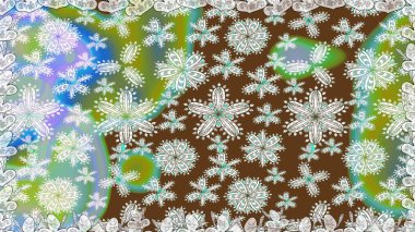 Raster illüstrasyonu. Çiçeklerle suluboya desenli çiçek deseni. Kahverengi renkli Asyalı tekstil.