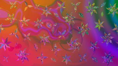 Raster hisseleri. Pembe üzerine çiçekler. Eskiz arkaplan modeli. Suluboya, elle çizilmiş.