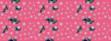 Oldukça eski bir besin torbası deseni, küçük pembe, çiçekler. Millefleur 'lar. Tekstil, kumaş, kapaklar, duvar kağıtları, baskı, paket, koleksiyon defteri, örgü, dekupaj için çiçek arkaplanı..