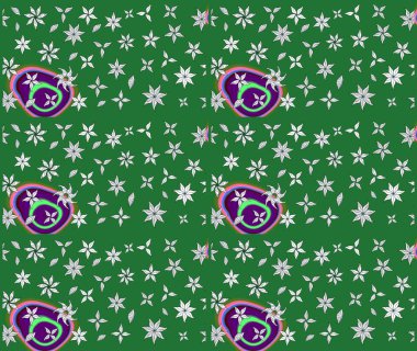 Tekstil, kumaş, kapaklar, duvar kağıtları, baskı, naylon, koleksiyon defteri, örgü, dekupaj için güzel bir eskiz. Küçük yeşil çiçeklerle oldukça kaliteli besin torbası deseni.