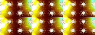 Kar tanelerinin soyut arkaplanlı Noel şablonu. Raster illüstrasyonu. Noel ve yeni yıl moda baskıları için tatil tasarımı. Altın kar taneleri.