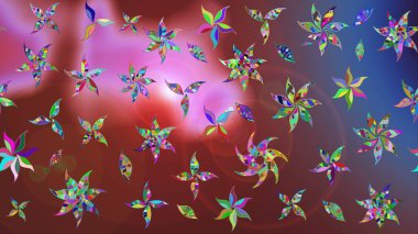 Raster illüstrasyonu. Eski usul. Eskiz geçmişi. Kumaş, tekstil, duvar kağıdı baskısı için. Renkli desenli eskiz deseni, kahverengi çiçekler ve dekoratif elementlerle.