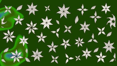 Düz Çiçek Elementleri Tasarımı. Renkli Bahar Teması eskiz kalıbı. Çiçek deseni. Raster çizimi. Güzel kumaş deseni..