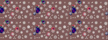 Raster illüstrasyonundaki çiçek desenli çizim. Güzel kumaş deseni. Renkli Bahar Teması eskiz kalıbı. Düz Çiçek Elementleri Tasarımı.