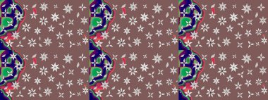 Raster illüstrasyonundaki çiçek desenli çizim. Kahverengi renkte çiçekler.