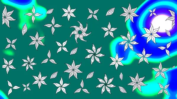 Vadinin mavi renkli çiçekleri. Çiçekler. Soyut etnik raster çizim kalıbı.