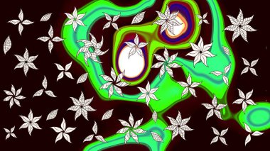 Vadinin çiçekleri siyah renklerde. Çiçeksel çizim kalıbının çizimi.