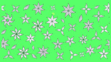 Çiçek ve yapraklı karalama şeklinde Raster çiçek deseni. Raster illüstrasyonu. Yumuşak, yeşil renkte bahar çiçekleri.