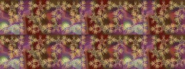 Raster illüstrasyonundaki çiçek desenli çizim. Kahverengi renkte çiçekler.