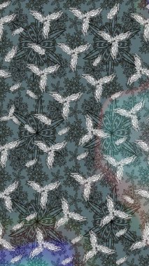 Raster illüstrasyonu. Ultraviyole kumaş deseni. Çizim kalıbı. Organik motif arkaplanı.