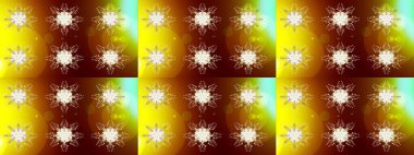 Soyut kış altın süsü. Raster illüstrasyonu. Renkli arka planda izole tatlı kar taneleri. Güzel kar tanesi. Yuvarlak raster kar tanesi.