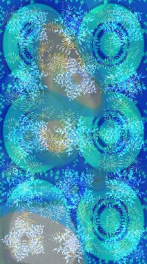 Mavi, nötr ve gri kar taneleri. Renkler. Raster illüstrasyonu. Kar tanelerinin soyut arkaplanlı Noel şablonu. Noel ve Yeni Yıl moda baskıları için tatil tasarımı.