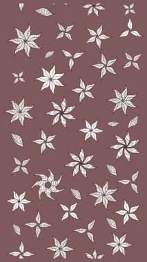 Raster illüstrasyonu. Kahverengi renkli çiçekler. Renkli Bahar Teması eskiz kalıbı. Çiçekli çiçek deseni, suluboya. Düz Çiçek Elementleri Tasarımı.