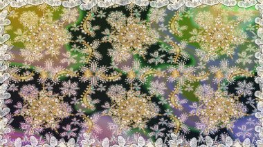 Süslü raster dekorasyonu. Gri renklerdeki altın element. Klasik barok çiçek desenli, gri yerine altın desenli. Lüks, kraliyet ve Viktorya dönemi konsepti.