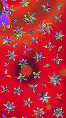 Kırmızı renkte çiçekler. Elle boyanmış suluboya resim çizimi çiçekler ve bitkiler.