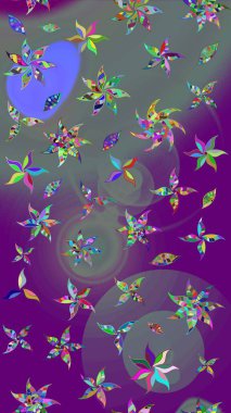 Küçük çiçekteki sevimli çiçek deseni. Mor renkli çiçekler. Raster illüstrasyonu.