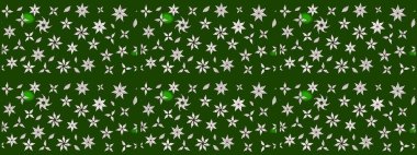 Raster illüstrasyonundaki çiçek desenli çizim. Yeşil renkli çiçekler. Renkli Bahar Teması eskiz kalıbı. Düz Çiçek Elementleri Tasarımı.