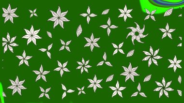 Raster düz çiçek çizim deseni. Yeşil renkli çiçekler. Tasarım hediye paketi, tebrik kartları, posterler ve afiş tasarımı.