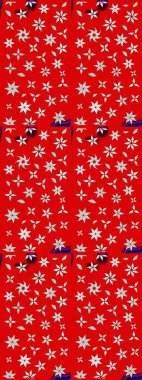 Zarif, parlak ve kırmızı çiçek desenli eskiz. Raster. Sabıka baskıları, bebek kıyafetleri, duvar kâğıtları, paket kutuları vb..