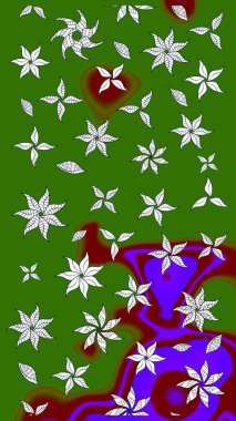 Çiçek ve yapraklı çiçek deseni. Raster illüstrasyonu. Küçük çiçekli şirin desen.