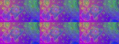 Arkaplan dokusu, duvar kağıdı, mor renkli çiçek teması. Kabile sanatı boho baskısı, klasik çiçek arkaplanı. Soyut etnik raster çizim kalıbı.