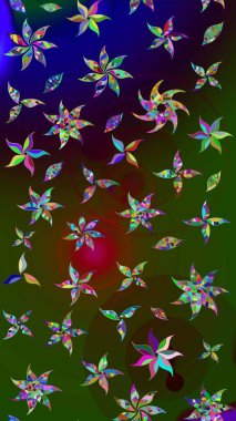 Parlak renkli çiçekli ve yeşil yapraklı harika bir çiçek deseni. Modern çiçek arkaplanı. Moda baskıları için zarif bir şablon. Halk stili.