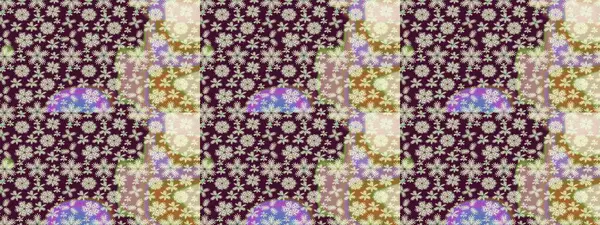 Raster - stok. Yapraklı çiçekler ve kahverengi renkli papatya çiçekleri. Taslak arkaplan deseni.