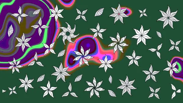 Yapraklı çizim şekli. Şirin, zarif çiçekler Raster illüstrasyonu. Poster ya da kapak için arka plan. Davetiye ve kartpostal tasarımı için dekoratif çiçek unsurları. Tekstil için figür.