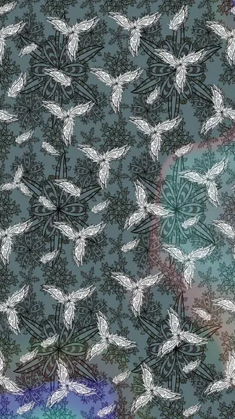 Raster illüstrasyonu. Ultraviyole kumaş deseni. Çizim kalıbı. Organik motif arkaplanı.